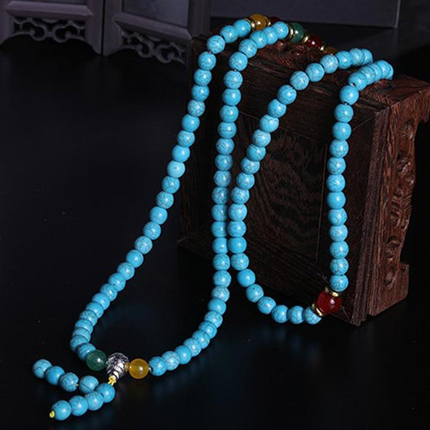 Buddha Stones Tibetan Turquoise Harmony Necklace Mala Mala Bracelet BS 9