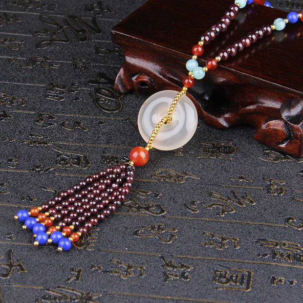 Buddha Stones Natural Garnet Pink Crystal Red Agate Fortune Necklace Bracelet Necklaces & Pendants BS 6