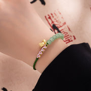 Buddha Stones Handmade Jade Bead Lily of the Valley Charm Luck Braided Bracelet Bracelet BS 6
