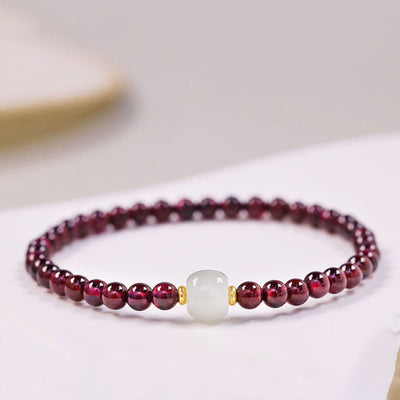 Buddha Stones Natural Garnet Jade Bead Purification Bracelet Bracelet BS Garnet(Purification♥Protection)