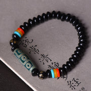 Buddha Stones Tibetan Nine-Eye Dzi Bead Om Mani Padme Hum Power Bracelet Bracelet BS 3