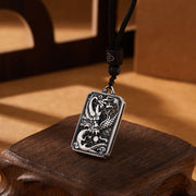 Buddha Stones 999 Sterling Silver Year Of The Dragon Handcrafted Flying Dragon Carved Protection Necklace Pendant