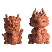 Buddha Stones Luck Dragon Wealth Tea Pet Purple Clay Figurine Decoration Decorations BS 18
