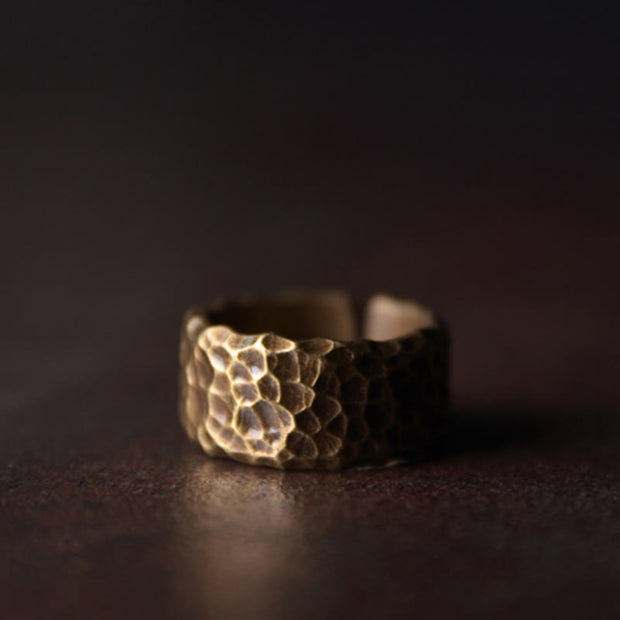 Buddha Stones Tibetan Bump Texture Design Copper Brass Luck Ring Ring BS 15