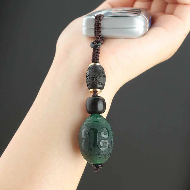 Buddha Stones Red Agate Green Agate Confidence Calm Key Chain Key Chain BS 7