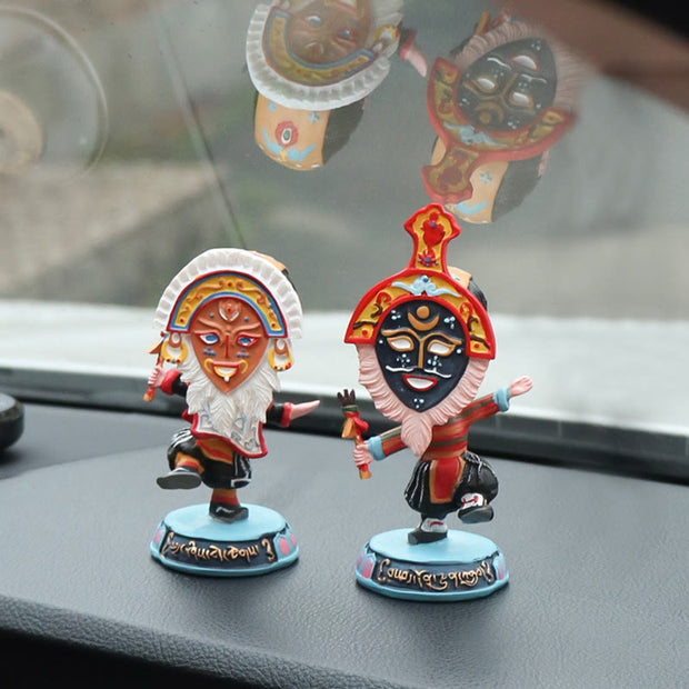 Buddha Stones Tibetan Opera Face Mask Puppet Home Office Car Decoration Ornament