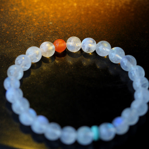 Buddha Stones Moonstone Calm Healing Positive Bracelet Bracelet BS 10