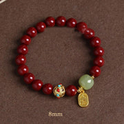 Buddha Stones Cinnabar Green Aventurine Fortune Protection Charm Bracelet Bracelet BS Purple Sand 8mm