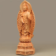 Buddha Stones Handcrafted Mahasthamaprapta Bodhisattva Thuja Sutchuenensis Wood Optimistic Decoration Decorations BS 2