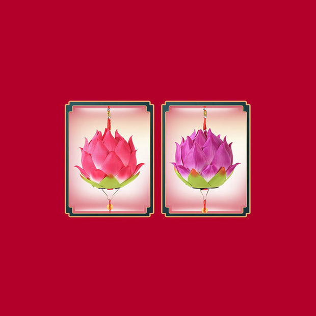 Buddha Stones DIY Lotus Flower Dragon Lantern Tassel Lamp Decoration Decorations BS 27