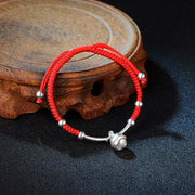 Buddha Stones FengShui Lucky Red String Bell Bracelet Bracelet BS Red(Wrist Circumference 14-21cm)