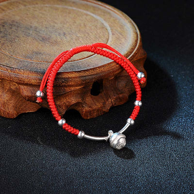 Buddha Stones FengShui Lucky Red String Bell Bracelet Bracelet BS Red(Wrist Circumference 14-21cm)