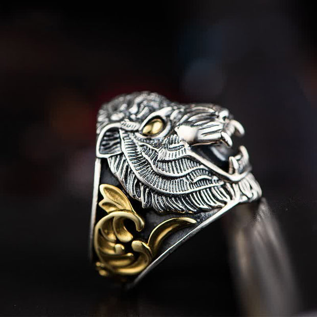 Buddha Stones 925 Sterling Silver Chinese Zodiac Tiger Protection Blessing Adjustable Ring Ring BS 5