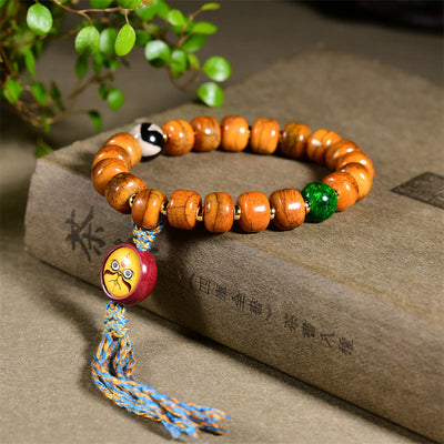 Buddha Stones Tibetan Yak Bone Thangka Balance Strength Tassel Bracelet