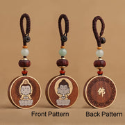 Buddha Stones Ebony Wood Rosewood Buddha Avalokitesvara Om Mani Padme Hum Balance Car Key Chain Decoration Key Chain BS 23