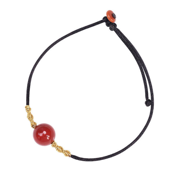 Buddha Stones Natural Red Agate Chalcedony Self-acceptance Confidence String Bead Bracelet Necklace Pendant