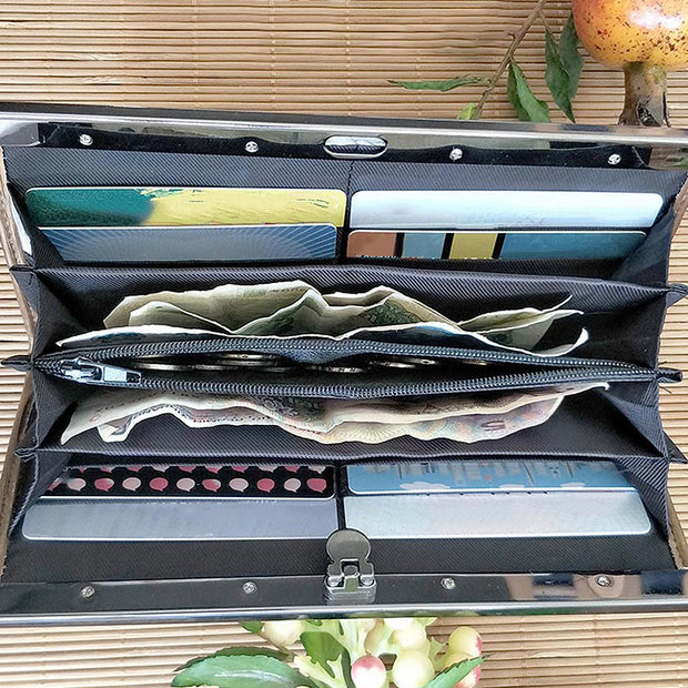 Buddha Stones Flower Plum Peach Blossom Bamboo Double-sided Embroidery Large Capacity Cash Holder Wallet Shopping Purse Bag BS 3