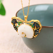 Buddha Stones White Jade Elephant Butterfly Lotus Success Necklace Chain Pendant Necklaces & Pendants BS 3