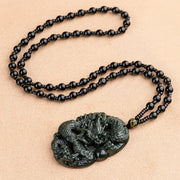 Buddha Stones Hetian Cyan Jade Dragon Success Harmony Necklace Beaded String Pendant Necklaces & Pendants BS 4