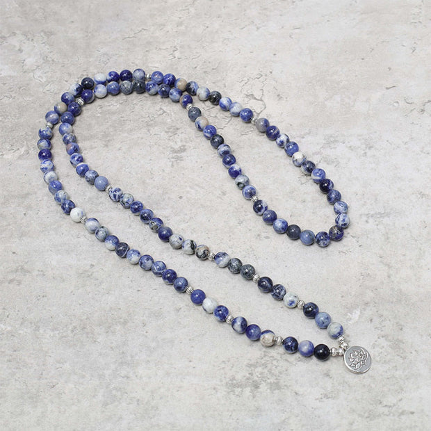 Buddha Stones Natural Blue Aventurine Lotus Peace Necklace Bracelet Bracelet Necklaces & Pendants BS 6