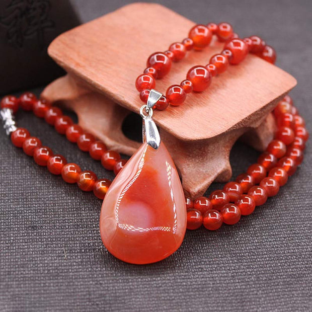 Buddha Stones Tibetan Red Agate Blessing Healing Bead Necklace Pendant Necklaces & Pendants BS Red Agate