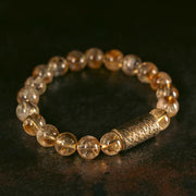 Buddha Stones Natural Citrine Crystal Brass Bead Protection Bracelet Bracelet BS 2