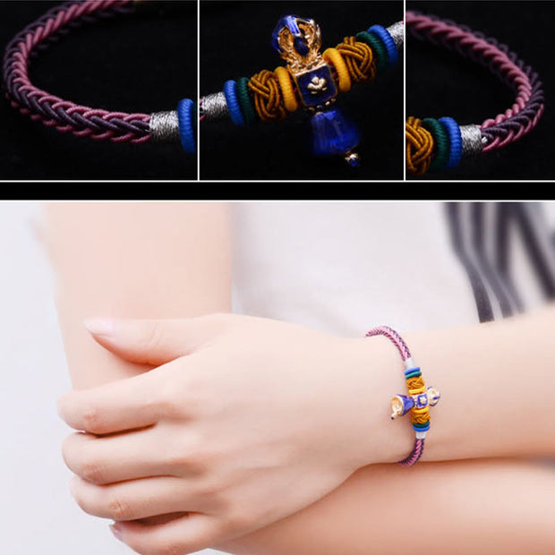 Buddha Stones Tibetan Handmade Dorje Vajra Strength Eight Threads String Bracelet Bracelet BS 6
