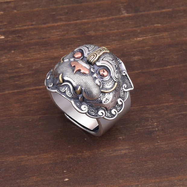 Buddha Stones Lucky FengShui Mythological Creature Taotie Wealth Ring Ring BS 9
