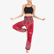 Buddha Stones Geometric Mandala Pattern Loose Harem Trousers High Waist Women's Yoga Pants
