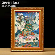 Buddha Stones Tibetan Framed Thangka Painting Blessing Decoration Decorations BS Green Tara