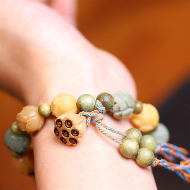 Buddha Stones Bodhi Seed Lotus Green Sandalwood Wisdom Harmony Bracelet Bracelet BS 6