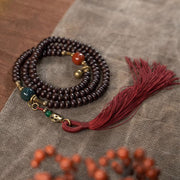 Buddha Stones 108 Mala Beads Natural Tibet Purple Bodhi Seed Auspiciousness Bracelet Mala Bracelet BS 2