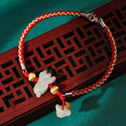 Buddha Stones Chinese Zodiac Jade Prosperity Red String Bracelet Anklet Bracelet BS Tiger(Bracelet/Anklet Size 19.5+4cm)
