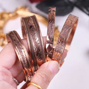Buddha Stones Vintage Pattern Luck Balance Copper Cuff Bracelet Bangle