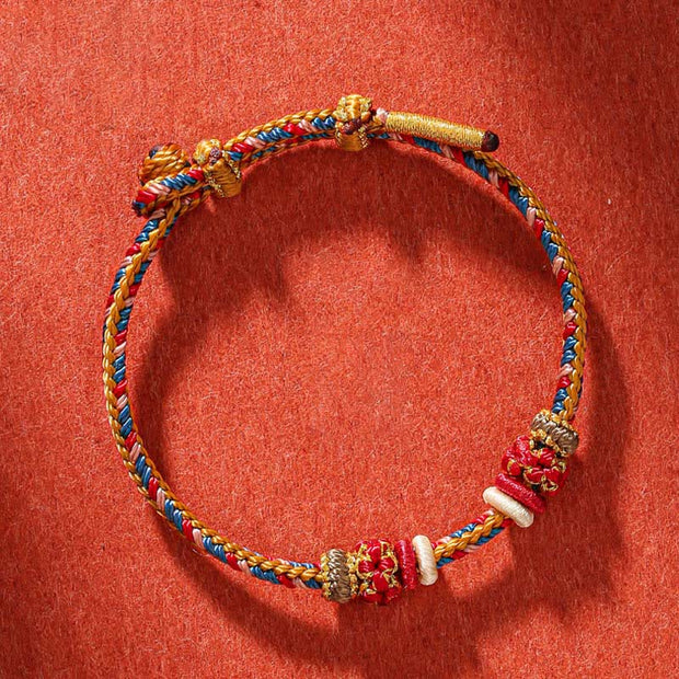 Buddha Stones Handmade Dunhuang Color Luck Braid String Bracelet Bracelet BS Dunhuang Color(Wrist Circumference 14-19cm)