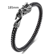 Buddha Stones Dragon Titanium Steel Protection Luck Bracelet Bracelet BS Black&White 185mm