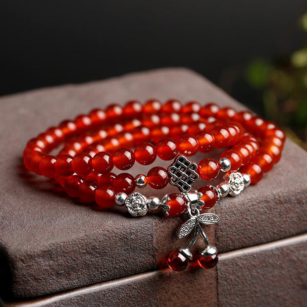 Buddha Stones Natural Red Agate Bead Blessing Bracelet Necklace Bracelet Necklaces & Pendants BS Red Agate