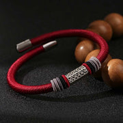 Buddha Stones 925 Sterling Silver Om Mani Padme Hum Peace Red String Bracelet Bracelet BS Red(Bracelet Size 21cm)