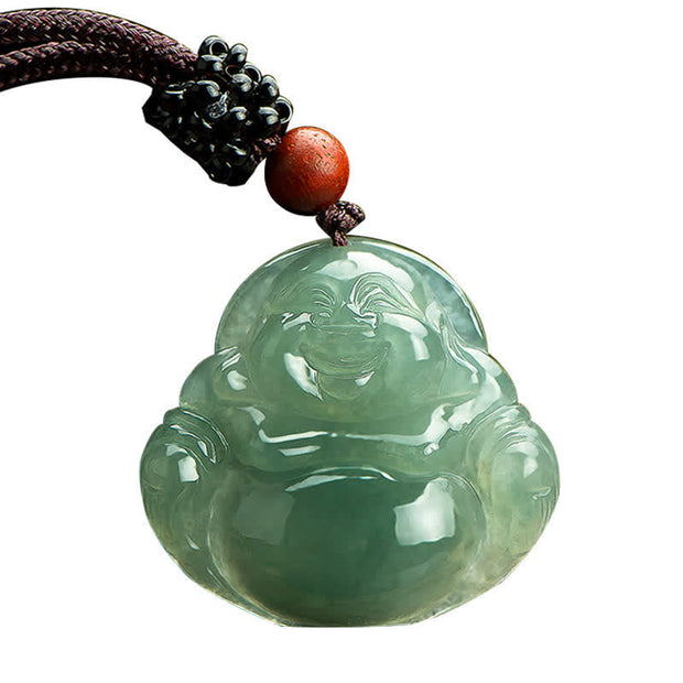 Buddha Stones Laughing Buddha Jade Abundance String Necklace Pendant Necklaces & Pendants BS 7