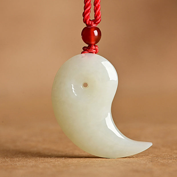 Buddha Stones Yin Yang White Jade Cyan Jade Protection Blessing Necklace String Pendant Necklaces & Pendants BS 7