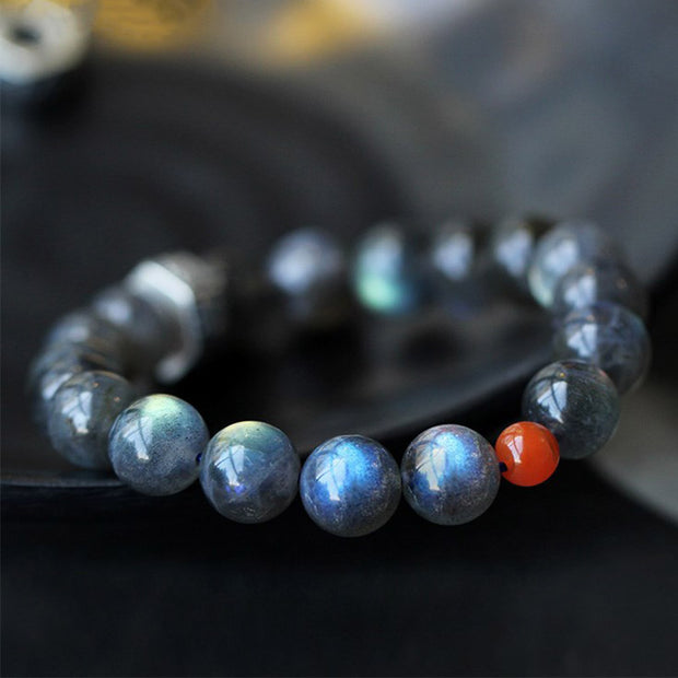Buddha Stones 12 Chinese Zodiac Moonstone Red Agate Love Positive Bracelet Bracelet BS 1