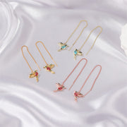 Buddha Stones Colorful Hummingbird Wealth Luck Earrings