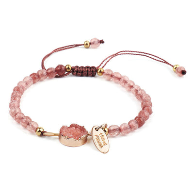 Buddha Stones Natural Crystal Charm Lucky Healing Bracelet Bracelet BS Strawberry Quartz
