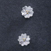 Buddha Stones 925 Sterling Silver Cherry Blossoms Floral Calm Stud Earrings