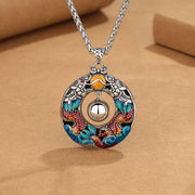Buddha Stones Year of the Dragon Colorful Double Dragons Playing Bead Copper Protection Necklace Pendant