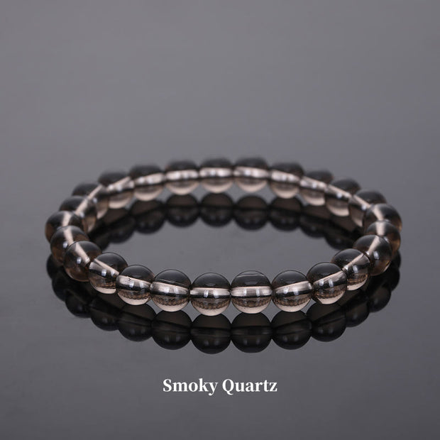 Buddha Stones Natural Stone Quartz Healing Beads Bracelet Bracelet BS 8mm Smoky Quartz