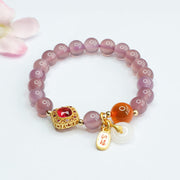 Buddha Stones Natural Purple Chalcedony Candy Agate Peace Buckle Harmony Lucky Fortune Charm Bracelet Bracelet BS Purple Chalcedony