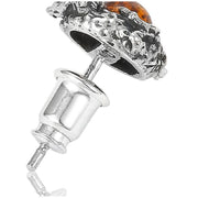Buddha Stones 925 Sterling Silver Natural Amber Dragon Success Protection Stud Earring