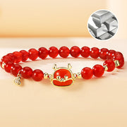 Buddha Stones Year Of The Dragon 925 Sterling Silver Red Agate Love Heart Luck Bracelet Necklace Pendant Bracelet Necklaces & Pendants BS 2