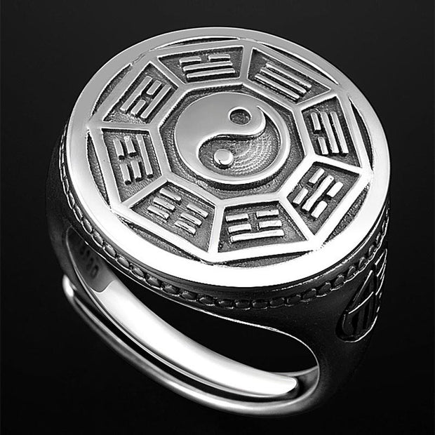 Buddha Stones Yin Yang Balance Adjustable Ring